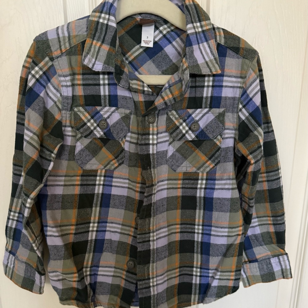 Tea Collection Plaid Button Down Shirt - Green, Blue, and Gray